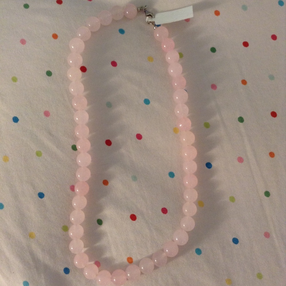 Pink Rose Quartz 18 Inch Necklace  250 Carats Sterling Silver Clasp - Picture 3 of 3